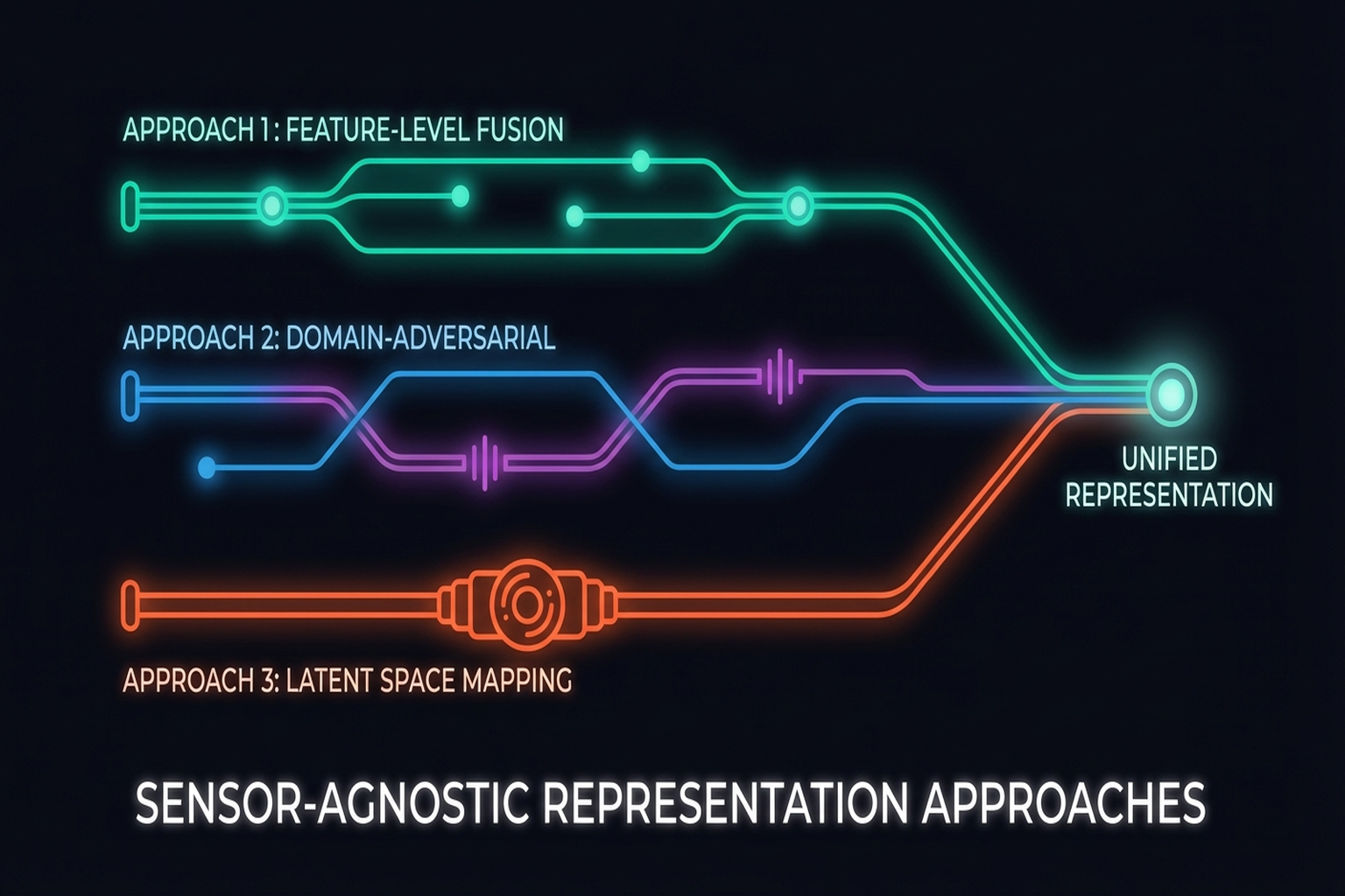 Figure 3.3: Three approaches to sensor-agnostic tactile representations — AnyTouch, Sensor-Invariant, Canonical 3D.