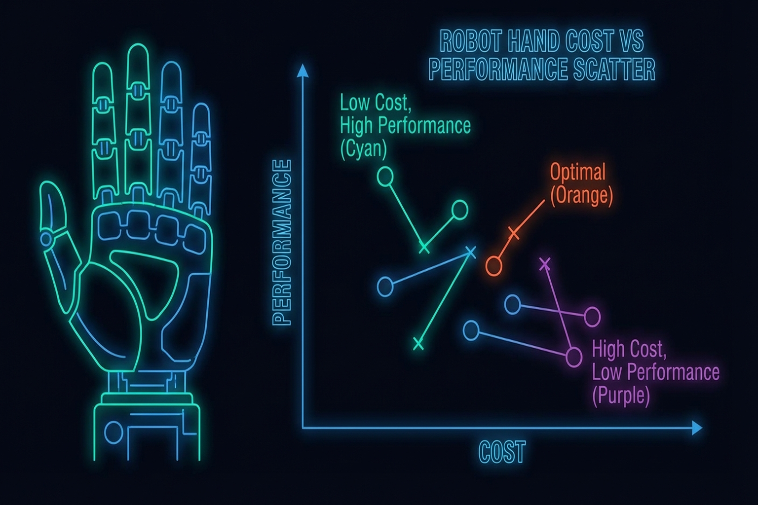 Figure 4.2: Cost-performance comparison of open-source robot hands.