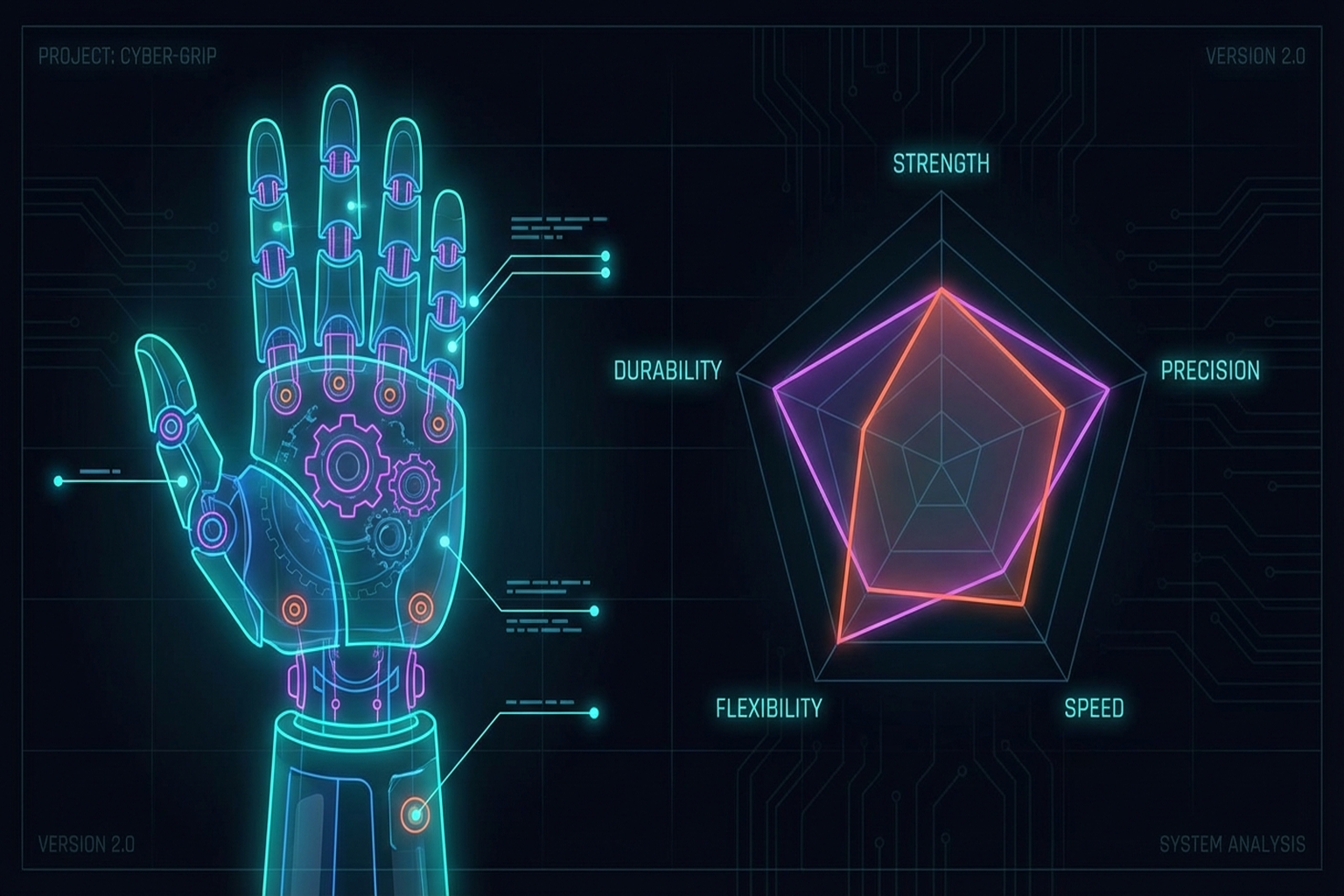 Figure 4.4: Four axes of robot hand design — relationships among DoF, actuation, compliance, and cost.