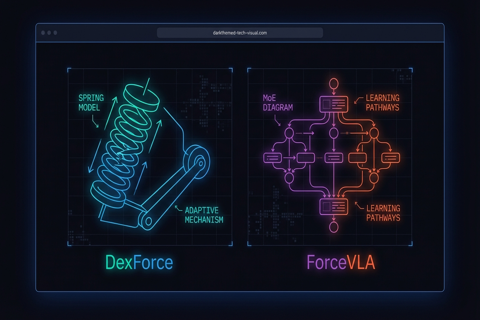 Figure 7.4: Force-informed learning approaches — DexForce, ForceVLA, and Feel the Force.