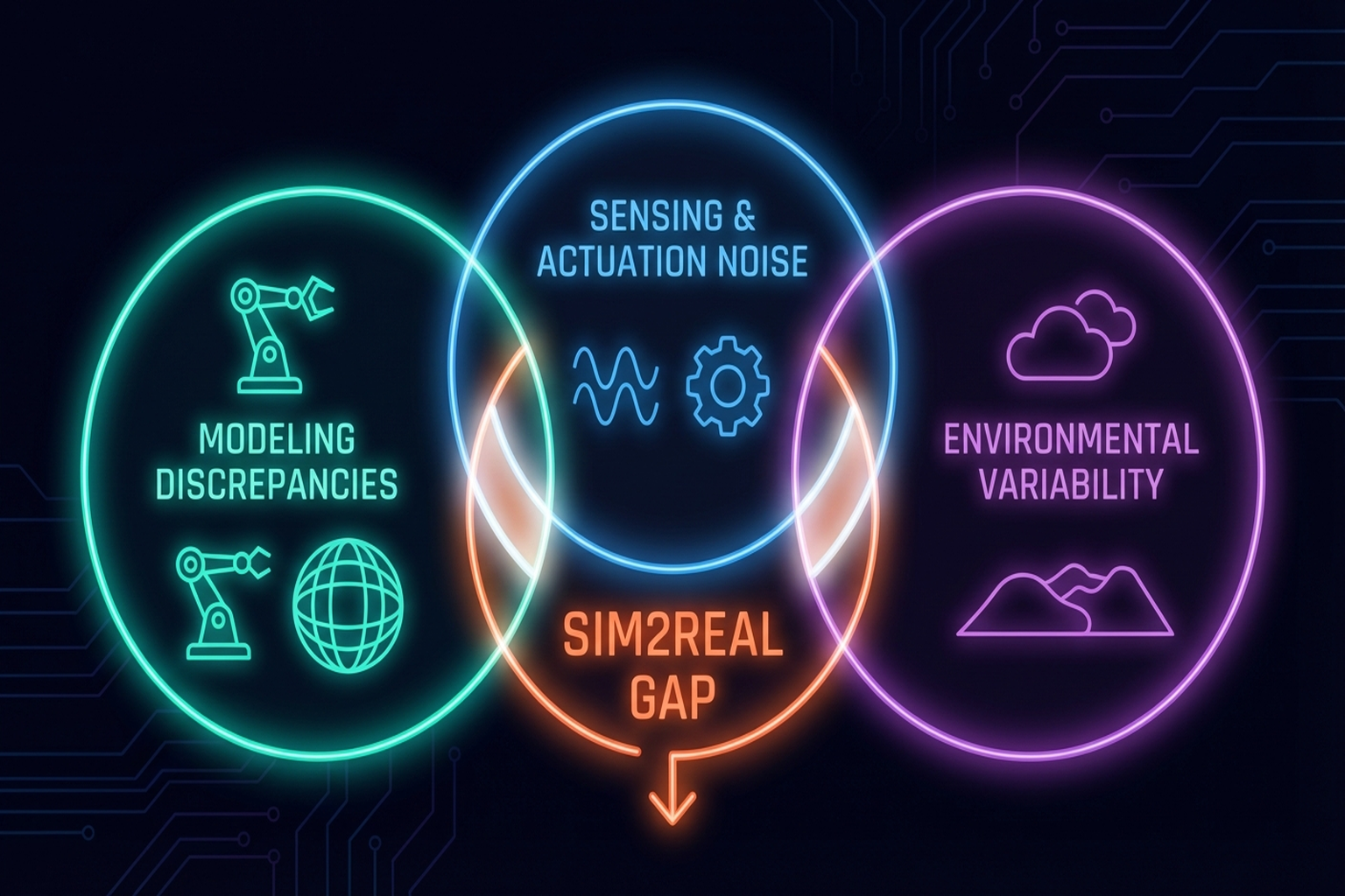 Figure 9.5: Three sources of the sim-to-real gap.