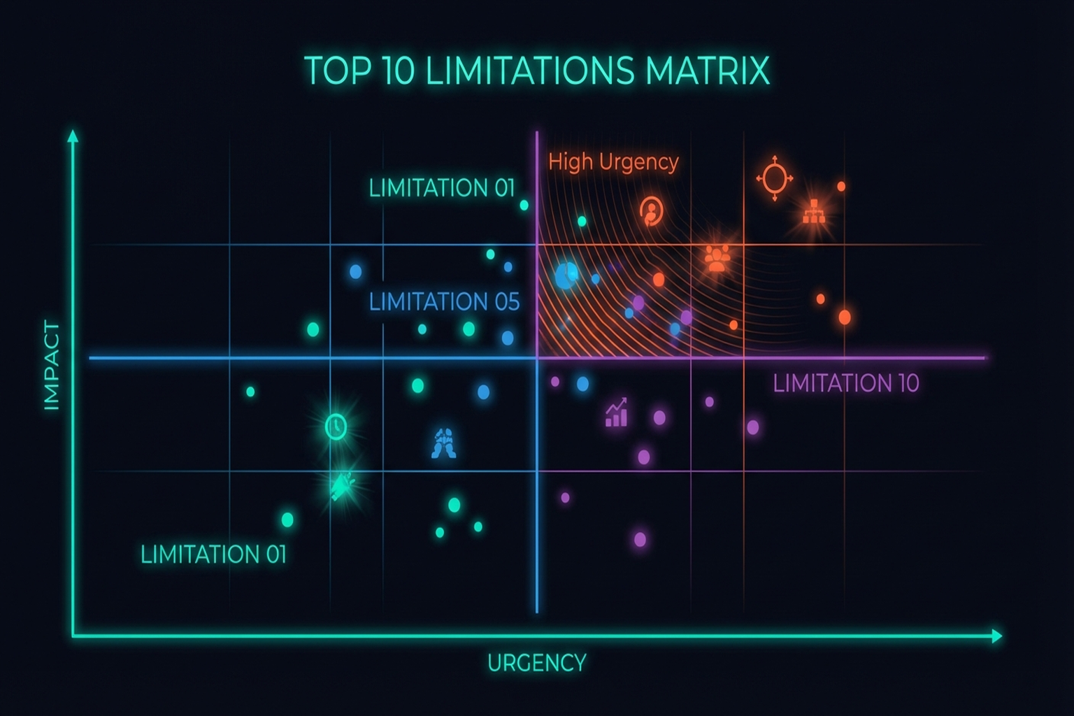 Figure 13.1: Top 10 common limitations — frequency and severity matrix.